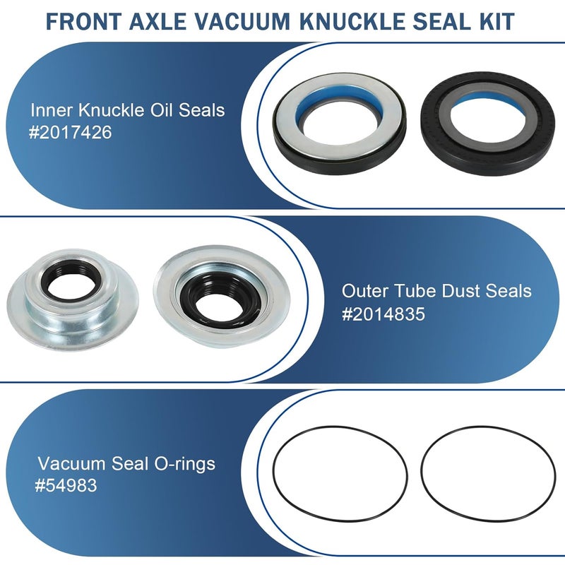 RALZAOTO Front Axle Vacuum Knuckle Seal & Outer Tube Oil Seals Kit Compatible with Ford Super Duty F250 F350 F450 F550 Dana Super 60 2005-2019 Replace #2017426 2014835 54983 (6Pcs) - Image 3